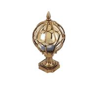 Aioneer Outdoor Pillar Lamp Rustic Globe Landscape Post Lights Outdoor Villa Gate Pillar Pole Lamp European Style Waterproof Column Headlight High Transmittance Glass Lampshade S-Brown-22 * 38CM