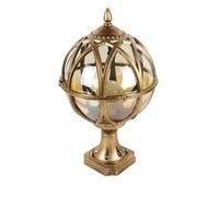 Aioneer Outdoor Pillar Lamp Traditional Globe Pillar Pole Lamp Outdoor Landscape Column Headlight Rustic Waterproof Exterior Porch Post Lights Retro Garden Courtyard Street Lante-Brass-S-H32CM