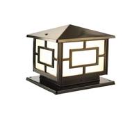 Aioneer Outdoor Square Column Headlight Courtyard Exterior Waterproof Post Lamp Antirust Rainproof Glass Lampshade Pillar Lights for Patio Garden Porch Streetlight Decor to Purs-Black-30cm