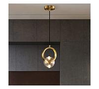 Aioneer Pendantlight, Chandeliers Led Simple Post-Modern Single Head Chandelier Nordic Personality Copper Crystal Golden Luxury Living Room TV Background Wall Restaurant Café En-One Color-White Light