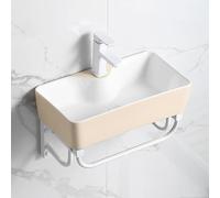 Aioneer Petit Évier Utilitaire sur Pied pour Garage, Lavabo d'angle De Salle De Bain avec Support en Acier Inoxydable, Lavabo en Céramique, Vasque en Céramique pour Salle De Bain-24x16in