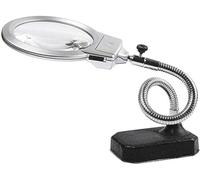 Aioneer Portable Magnifier, Desktop Magnifier Lamp with LED Light LED Magnifying Lamp Folding Desktop Lamp 2.25X 5X Magnification Adjustable Swivel Arm for Desk Workbench Task CR