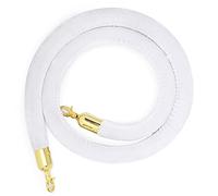 Aioneer Premium Velvet Stanchion Rope with Silver Plated Hooks 1.7Ft Apricot Queue Barrier for Events Red Carpet Line Management Durable & Stylish Crowd Control-White-4.9ft/150cm