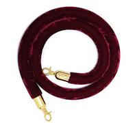 Aioneer Premium Velvet Stanchion Rope with Silver Plated Hooks 1.7Ft Apricot Queue Barrier for Events Red Carpet Line Management Durable & Stylish Crowd Control-Burgundy-4.9ft/150cm