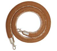 Aioneer Premium Velvet Stanchion Rope with Silver Plated Hooks 1.7Ft Apricot Queue Barrier for Events Red Carpet Line Management Durable & Stylish Crowd Control-Apricot-4.9ft/150cm