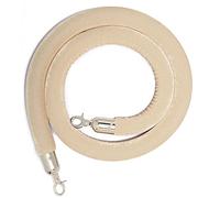 Aioneer Premium Velvet Stanchion Rope with Silver Plated Hooks 1.7Ft Apricot Queue Barrier for Events Red Carpet Line Management Durable & Stylish Crowd Control-Beige-4.9ft/150cm