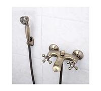 Aioneer Robinet De Baignoire Ancien avec Douchette, Robinet De Baignoire Mural en Laiton Nickelé Brossé avec Mitigeur Thermostatique À Double Poignée pour Eau Chaude Et Froide.