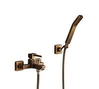 Aioneer Robinet De Baignoire Antique avec Douchette À Main, Système De Douche Mural en Laiton avec Mitigeur De Baignoire À Poignée Unique pour Salle De Bain, B-A