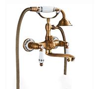 Aioneer Robinet De Baignoire Antique avec Douchette, Robinet De Remplissage Mural en Laiton, Mitigeur À Double Poignée pour Salle De Bain, Bec De 20 Cm.-20cm Spout