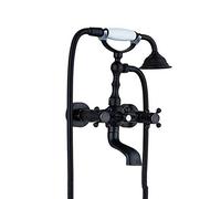 Aioneer Robinet De Baignoire Antique avec Douchette, Système De Douche Mural en Laiton avec Double Poignée, Mitigeur De Baignoire pour Salle De Bain, Style B-Black Bronze B