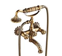 Aioneer Robinet De Baignoire Antique avec Eau Chaude Et Froide, Robinet Mural en Laiton À Double Poignée Et Douchette, Type B-Type B