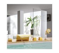 Aioneer Robinet De Baignoire Cascade Doré avec Eau Chaude Et Froide, Ensemble De Robinetterie Multifonctionnelle en Laiton À Montage sur Plage, 5 Trous, avec Douchette Ronde.