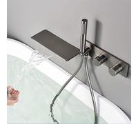 Aioneer Robinet De Baignoire Cascade, Mitigeur Thermostatique De Douche, Robinets De Baignoire en Laiton avec Douchette À Main Ronde, Robinets De Baignoire Modernes avec Accessoi-Gray