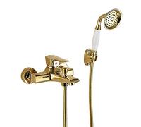 Aioneer Robinet De Baignoire Doré avec Douchette, Robinet De Remplissage Mural en Laiton, Mitigeur À Poignée Unique pour Salle De Bain