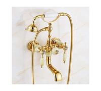 Aioneer Robinet De Baignoire Doré avec Eau Chaude Et Froide, Robinet De Remplissage De Baignoire À Double Poignée en Laiton, Mitigeur Mural avec Douchette, Type B-Type B