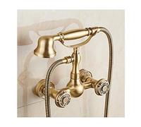 Aioneer Robinet De Baignoire Rétro avec Douchette, Système De Douche Mural en Laiton avec Double Poignée, Mitigeur De Baignoire pour Salle De Bain, B-A