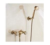 Aioneer Robinet De Baignoire Rétro avec Douchette, Système De Douche Mural en Laiton avec Double Poignée, Mitigeur De Baignoire pour Salle De Bain, B-B