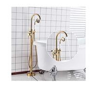 Aioneer Robinet De Baignoire sur Pied Minimaliste Doré avec Robinetterie en Laiton, Robinetterie Eau Chaude/Froide, Ensemble De Robinetterie Lisse, Mitigeur De Douche sur Pied AV-B