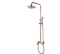 Aioneer Robinet De Douche Mural en Laiton Doré Rose, Mitigeur avec Douchette, Robinetterie De Salle De Bain avec Pommeau De Douche Intégré.