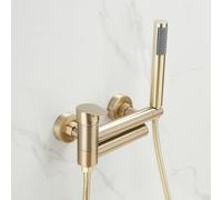 Aioneer Robinet Mitigeur Bain-Douche Mural, Robinet De Remplissage De Baignoire, Mitigeur De Salle De Bain À Levier Unique avec Ensemble De Douche, Finition Or Brossé-Brushed Gold