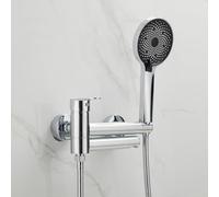 Aioneer Robinet Mitigeur Bain-Douche Mural, Robinet De Remplissage De Baignoire, Mitigeur De Salle De Bain À Levier Unique avec Ensemble De Douche, Finition Or Brossé-Chrome