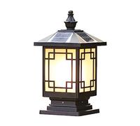 Aioneer Rustic Square Solar Pillar Lamp Ip65 Waterproof Aluminum Column Light Outdoor Fence Post Lights for External Garden Patio Landscape Street Lantern to Pursue Happiness-23 * 46cm