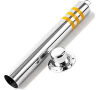 Aioneer Stainless Steel Parking Post Bollard with Reflective Strips - Heavy-Duty Driveway Barrier for Garage & Parking Lot Safety - Durable 800X76Mm Silver Cone Design-Silver-650x76mm/25.5x3in