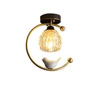 Aioneer Suspension Lumineuse, Lustre en Laiton Brossé Doré avec Abat-Jour Rond en Cristal Transparent, Luminaire Moderne pour Salon, Salle À Manger, Couloir.-9.1 inches