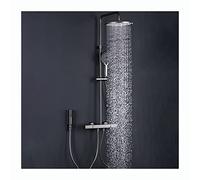 Aioneer Système De Douche À Effet Pluie avec Pommeau De Douche De 25 Cm, Robinetterie De Douche Murale, Mitigeur De Douche en Laiton avec Bec De Baignoire, Douchette À Main 3 Jet-Gray