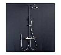 Aioneer Système De Douche À Effet Pluie avec Pommeau De Douche De 25 Cm, Robinetterie De Douche Murale, Mitigeur De Douche en Laiton avec Bec De Baignoire, Douchette À Main 3 Jet-Chrome