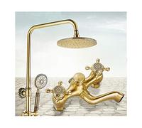 Aioneer Système De Douche Antique avec Robinetterie Dorée Sculptée, Eau Chaude Et Froide. Ensemble De Douche Multifonction Comprenant Pommeau De Douche, Douchette Et Bec De Baign