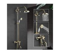 Aioneer Système De Douche De 20 Cm avec Douchette Eau Chaude/Froide, Robinetterie Multifonction À Poignée Unique, Pommeau De Douche Effet Pluie, Douchette À Main Et Bec De Baigno-Gold