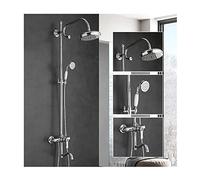 Aioneer Système De Douche De 20 Cm avec Douchette Eau Chaude/Froide, Robinetterie Multifonction À Poignée Unique, Pommeau De Douche Effet Pluie, Douchette À Main Et Bec De Baigno-Chrome