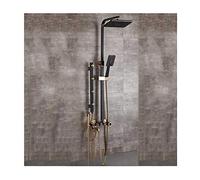 Aioneer Système De Douche De Luxe avec Douchette Eau Chaude Et Froide, Ensemble De Robinetterie Multifonction À 4 Poignées Comprenant Pommeau De Douche, Douchette À Main, Bec De-Black and Gold