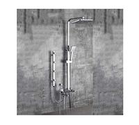 Aioneer Système De Douche De Luxe avec Douchette Eau Chaude Et Froide, Ensemble De Robinetterie Multifonction À 4 Poignées Comprenant Pommeau De Douche, Douchette À Main, Bec De-Chrome