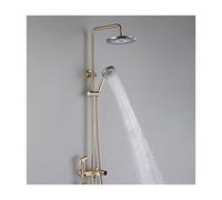 Aioneer Système De Douche Effet Pluie avec Affichage Numérique LED, Robinetterie Murale, Mitigeur en Laiton, Pommeau De Douche De 25 Cm, Douchette À Main 5 Fonctions, Bec De Baig-Brushed Gold