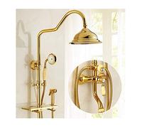 Aioneer Système De Douche en Laiton Doré, Ensemble De Robinetterie Murale Multifonctionnelle avec Douchette À Main, Pommeau De Douche, Robinet De Baignoire Et Douchette Bidet, Co-Yellow Jade B