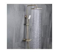 Aioneer Système De Douche, Ensemble De Robinetterie De Douche en Laiton, Mitigeur De Douche Mural Moderne Effet Pluie avec Pommeau De Douche À Main, Robinet De Baignoire, Finitio-Brushed Gold
