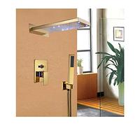 Aioneer Système De Douche LED De Luxe, Ensemble De Robinetterie De Douche Effet Cascade Dorée, Ensemble De Douche Multifonction en Laiton avec Pommeau De Douche Et Douchette À Ma