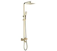 Aioneer Système De Douche Thermostatique De Luxe - Mitigeur Inverseur en Laiton Doré avec Pommeau De Douche Effet Pluie De 25 Cm Et Douchette À Main, Robinetterie Murale Effet Ca-B