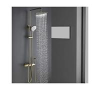 Aioneer Système De Douche Thermostatique, Ensemble De Robinetterie De Douche en Laiton, Mitigeur De Douche Mural Effet Pluie avec Bec De Baignoire, Douchette À Main, Pommeau De D-Black