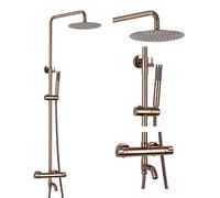 Aioneer Système De Douche Thermostatique, Ensemble De Robinetterie De Douche Murale, Mitigeur De Salle De Bain avec Pommeau De Douche Effet Pluie, Douchette À Main, Bec De Baigno