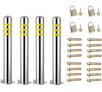Aioneer Traffic Delineator Post Delineator Safety Cone Post Caution Cones Traffic Delineator Posts with Detachable Base, Outdoor Stainless Steel Rustproof Parking Bollard Post Dr-4 Pack-110m/43in