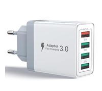 Aioneus Chargeur USB, Prise Charge Rapide QC 3.0 de 40W, 4-Port Bloc Adaptateur Secteur USB Multiple Chargeur Universel pour Téléphone iPhone iPad Samsung Xiaomi Huawei Honor Google Alimentation USBA