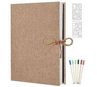 AIOR Album Photo Adhesif Scrapbooking 60 Pages, Lin Vintage Autoadhesif DIY Famille Scrapbook, Cadeaux de Noël d'anniversaire de Mariage (Beige)