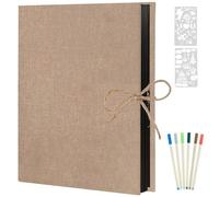 AIOR Album Photo Adhesif Scrapbooking 60 Pages, Lin Vintage Autoadhesif Fait à La Main Famille Scrapbook, Cadeaux de Noël d'anniversaire de Mariage (Beige)