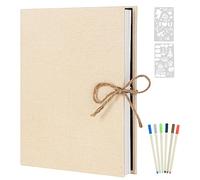 AIOR Album Photo Adhésif Scrapbooking, Lin Traditionnel Scrapbook 60 Pages Blanche, Cadeau Maitre d'école Homme Femme Couple Cadeau Anniversaire Mariage (Blanc)