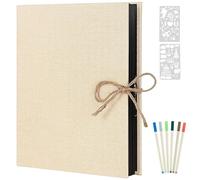 AIOR Album Photo Adhésif Scrapbooking, Lin Traditionnel Scrapbook 60 Pages Noir, Cadeau Maitre d'école Homme Femme Couple Cadeau Anniversaire Mariage (Blanc)