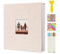 AIOR Album Photo Adhesif Scrapbooking, Traditionnel Livre de Lin Scrapbook 40 Pages, Cadeaux de Noël d'anniversaire de Mariage, Cadeaux pour Homme Femme (Beige)