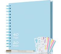 AIOR Album Photo Scrapbooking 21x21cm, Livre Fait à La Main DIY Album Spirale 40 Pages, Cadeaux Pour Bebe Enfant Mariage Voyage Festival L'Obtention Du DiplôMe (Bleu)